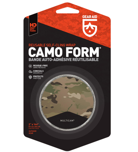 GEAR AID Camo Form Self Adhesive and Reusable Camouflage Wrap, 2" x 144" Roll